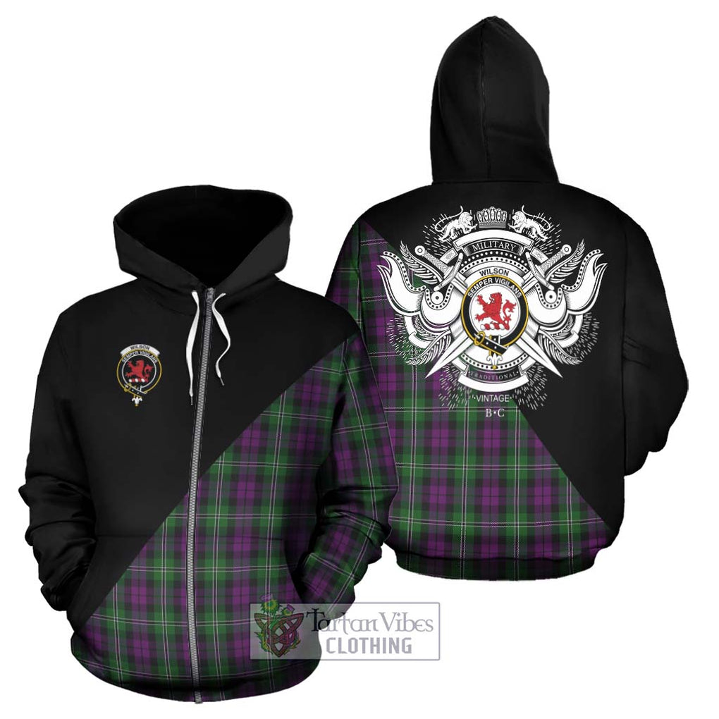 Wilson Tartan Hoodie with Family Crest and Military Logo Style - Tartanvibesclothing Shop