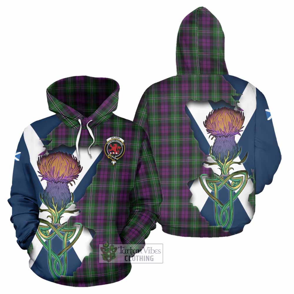 Wilson Tartan Family Crest Hoodie Scottish Thistle Celtic Inspired - Tartan Vibes Clothing