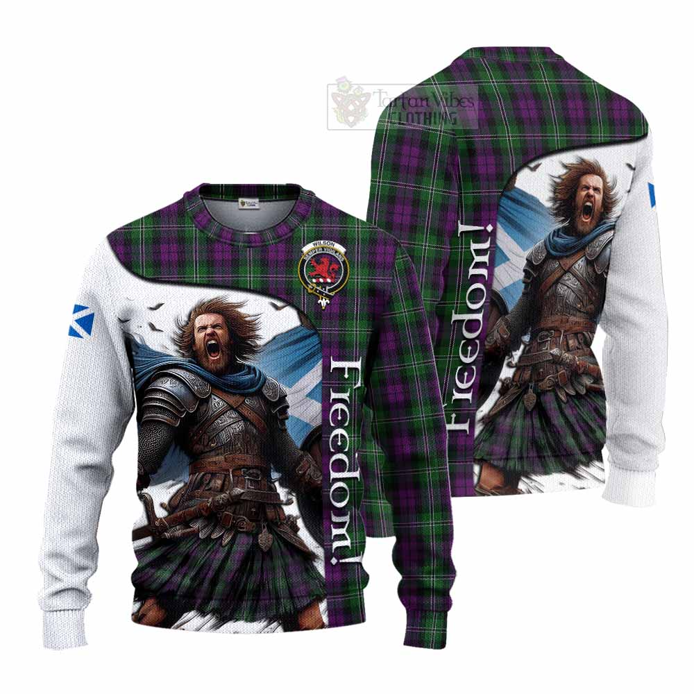 Tartan Vibes Clothing Wilson Crest Tartan Knitted Sweater Inspired by the Freedom of Scottish Warrior