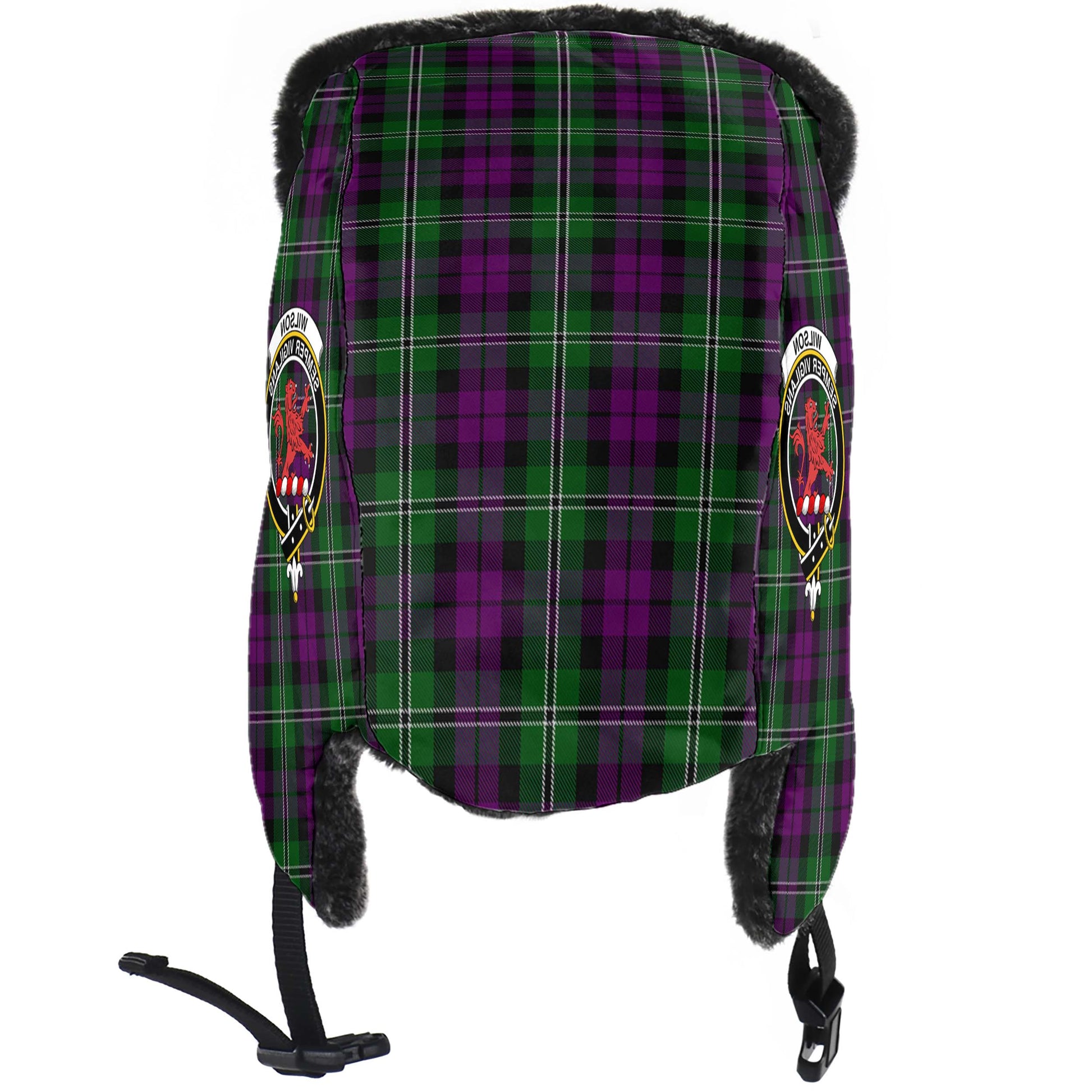 Wilson Tartan Winter Trapper Hat with Family Crest - Tartanvibesclothing