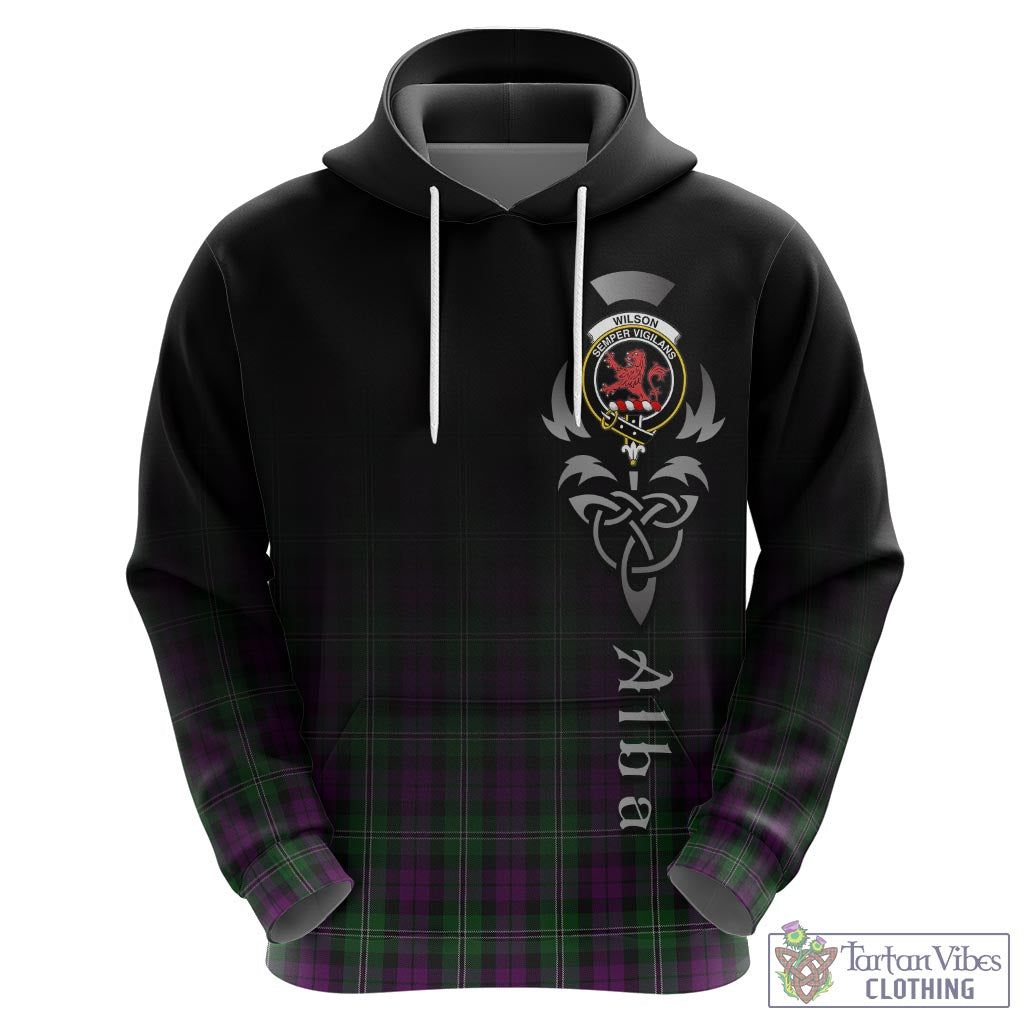 Tartan Vibes Clothing Wilson Tartan Hoodie Featuring Alba Gu Brath Family Crest Celtic Inspired