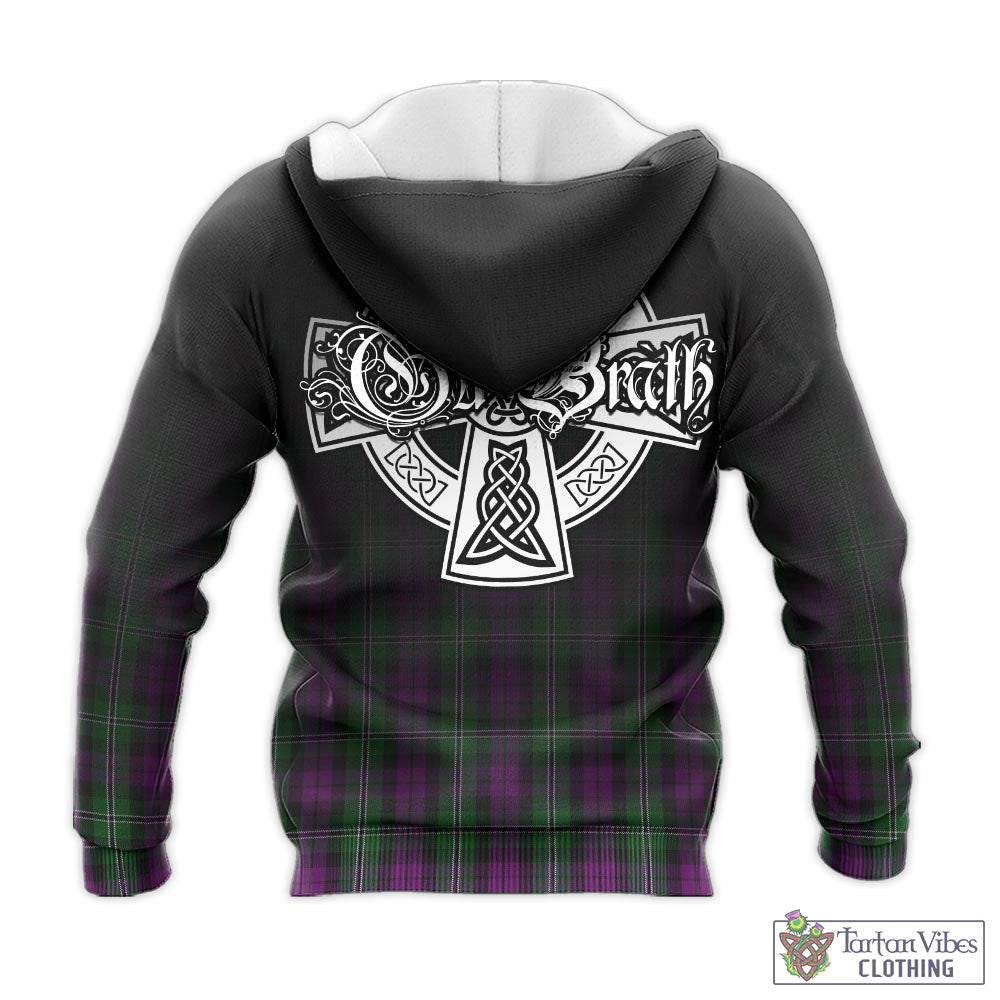 Tartan Vibes Clothing Wilson Tartan Knitted Hoodie Featuring Alba Gu Brath Family Crest Celtic Inspired