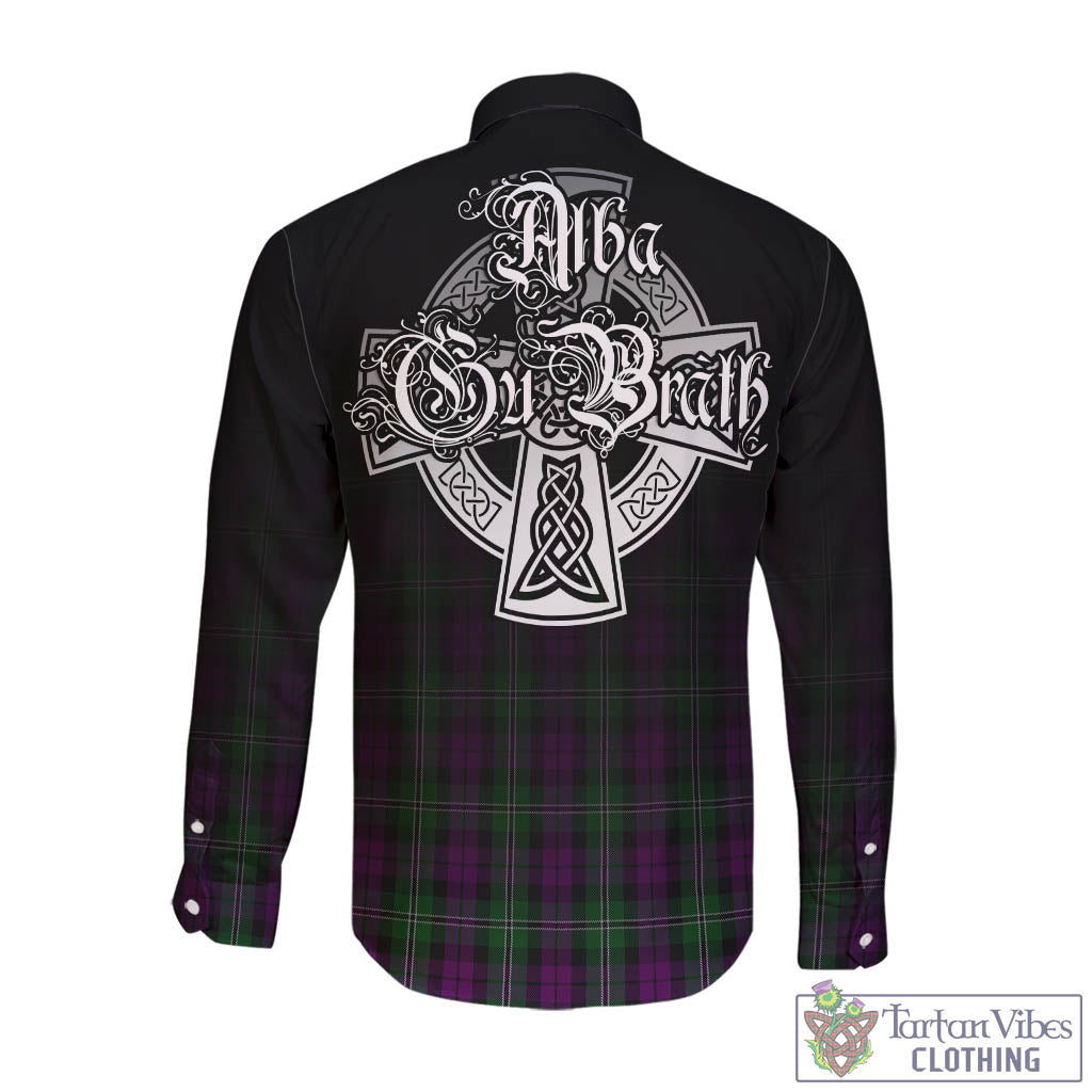 Tartan Vibes Clothing Wilson Tartan Long Sleeve Button Up Featuring Alba Gu Brath Family Crest Celtic Inspired