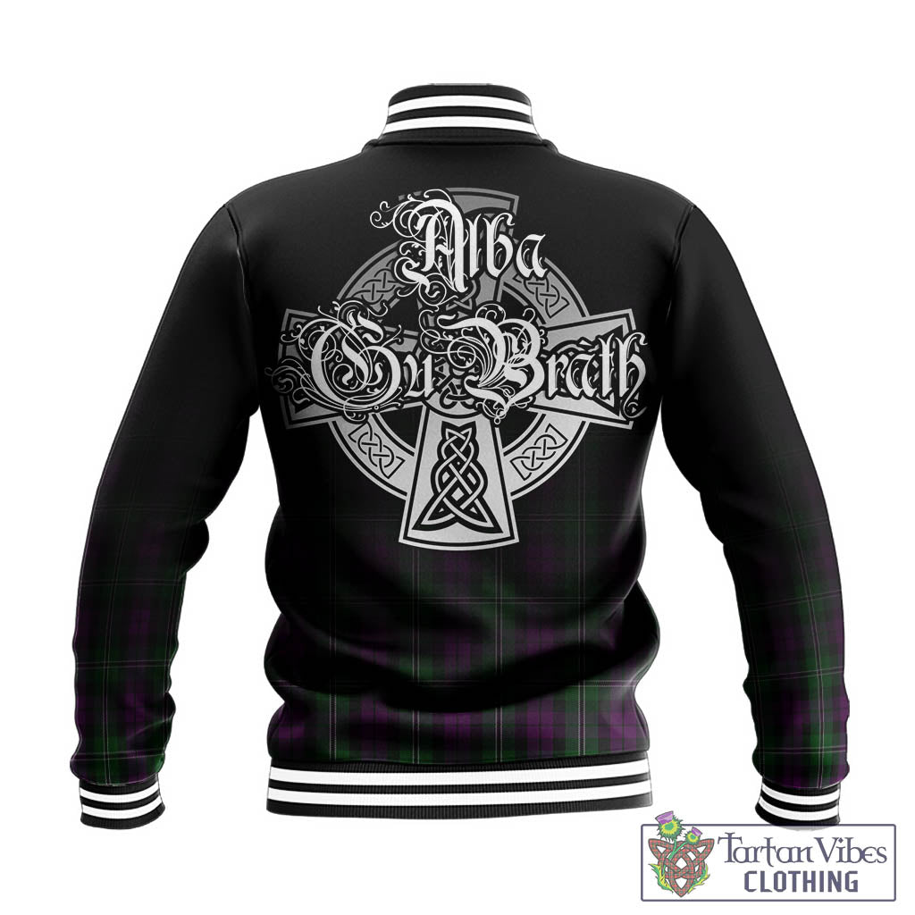 Tartan Vibes Clothing Wilson Tartan Baseball Jacket Featuring Alba Gu Brath Family Crest Celtic Inspired