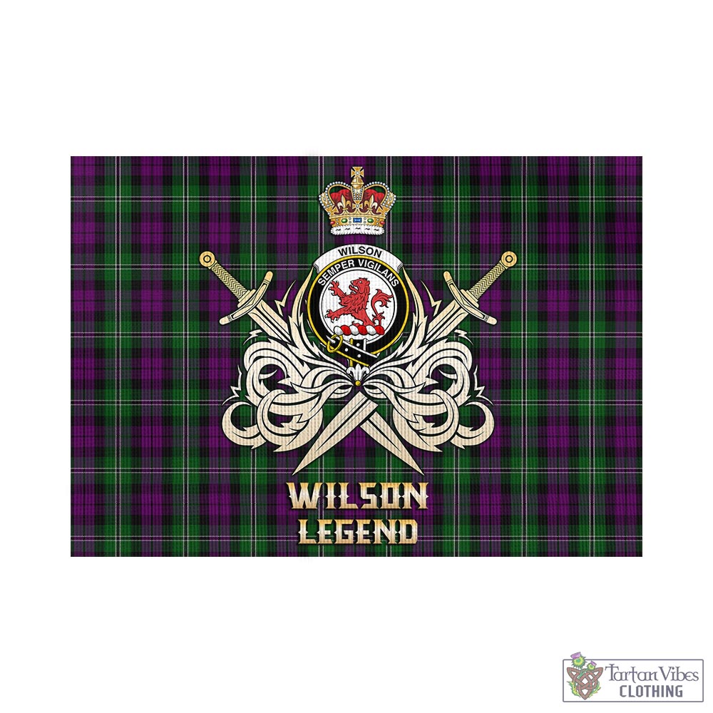 Tartan Vibes Clothing Wilson Tartan Flag with Clan Crest and the Golden Sword of Courageous Legacy