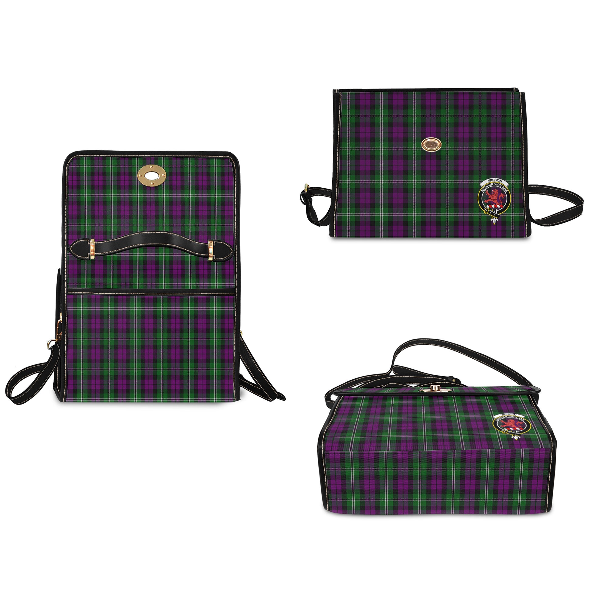 wilson-tartan-leather-strap-waterproof-canvas-bag-with-family-crest