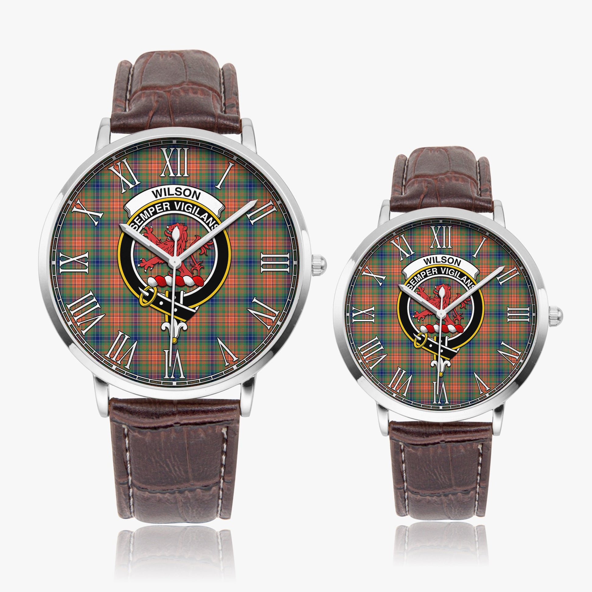 Wilson Ancient Tartan Family Crest Leather Strap Quartz Watch - Tartanvibesclothing