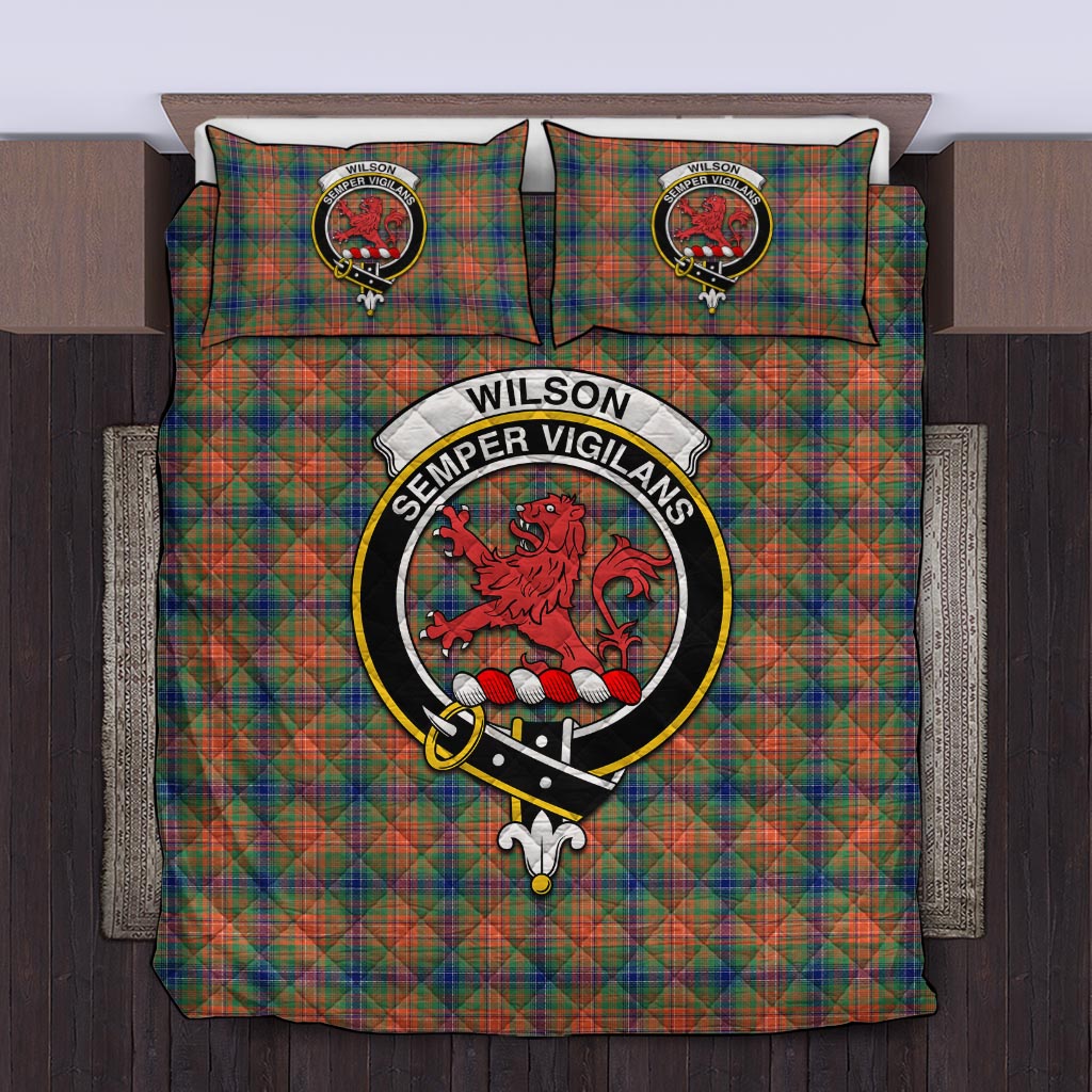 Wilson Ancient Tartan Quilt Bed Set with Family Crest Twin - Tartan Vibes Clothing