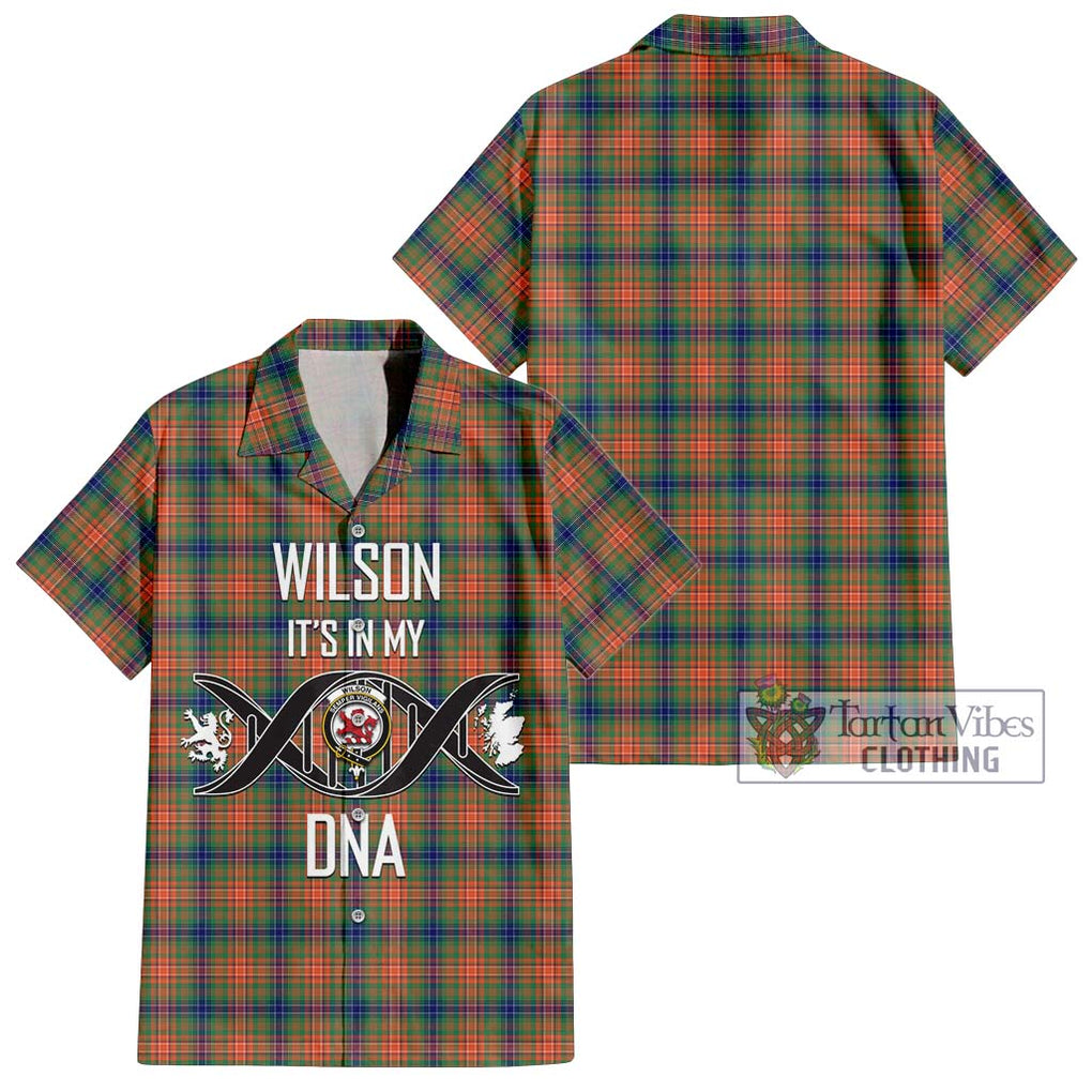 Wilson Ancient Tartan Short Sleeve Button Shirt with Family Crest DNA In Me Style Kid - Tartanvibesclothing Shop