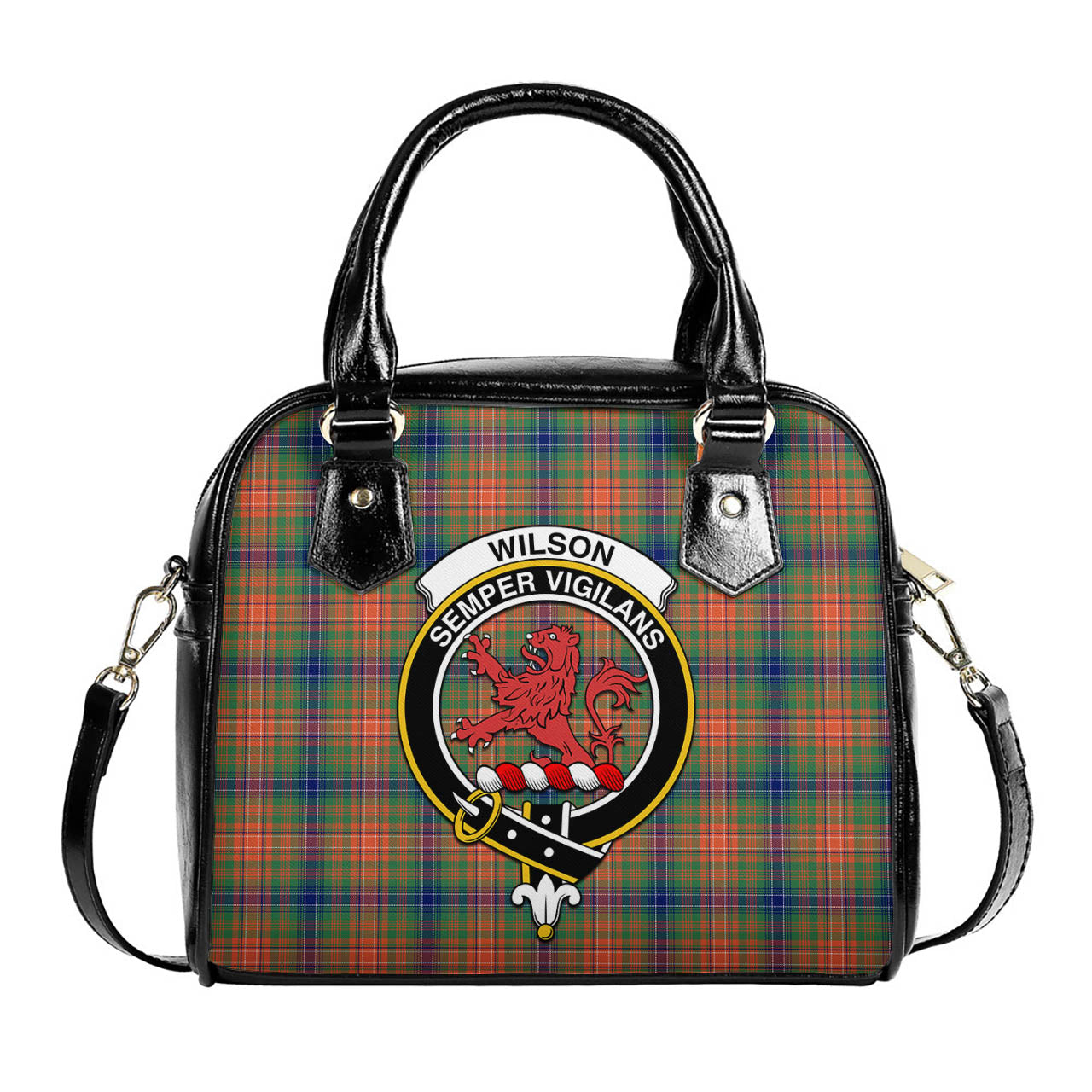 Wilson Ancient Tartan Shoulder Handbags with Family Crest One Size 6*25*22 cm - Tartanvibesclothing