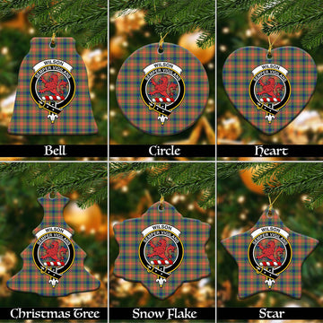 Wilson Ancient Tartan Christmas Ceramic Ornaments with Family Crest