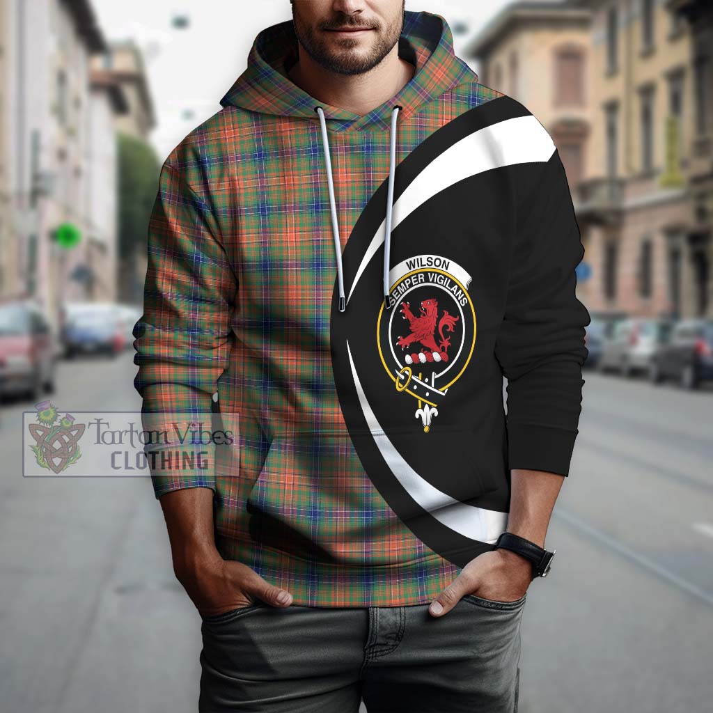 Wilson Ancient Tartan Hoodie with Family Crest Circle Style Zip Hoodie - Tartan Vibes Clothing