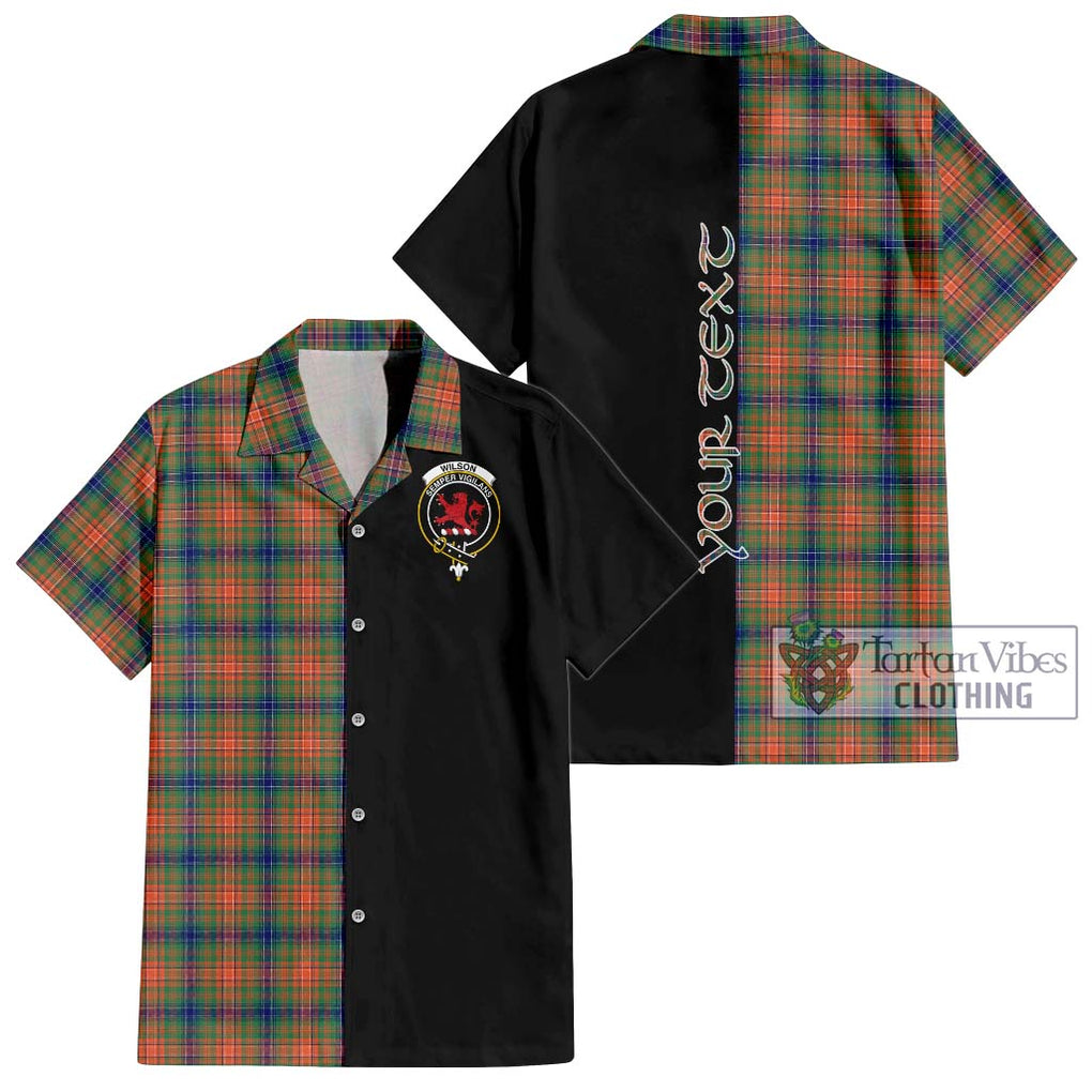 Wilson Ancient Tartan Short Sleeve Button Shirt with Family Crest and Half Of Me Style Kid - Tartanvibesclothing Shop