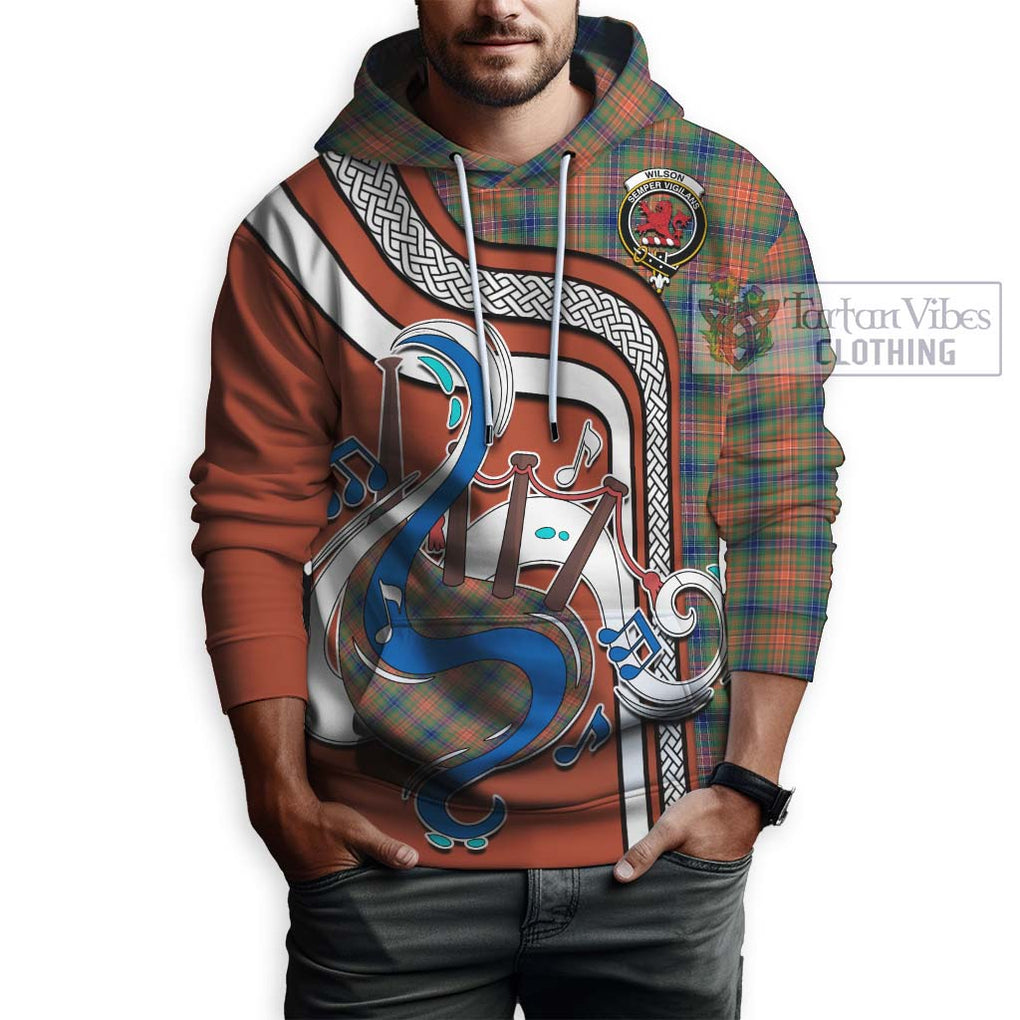 Wilson Ancient Tartan Hoodie with Epic Bagpipe Style Zip Hoodie - Tartanvibesclothing Shop