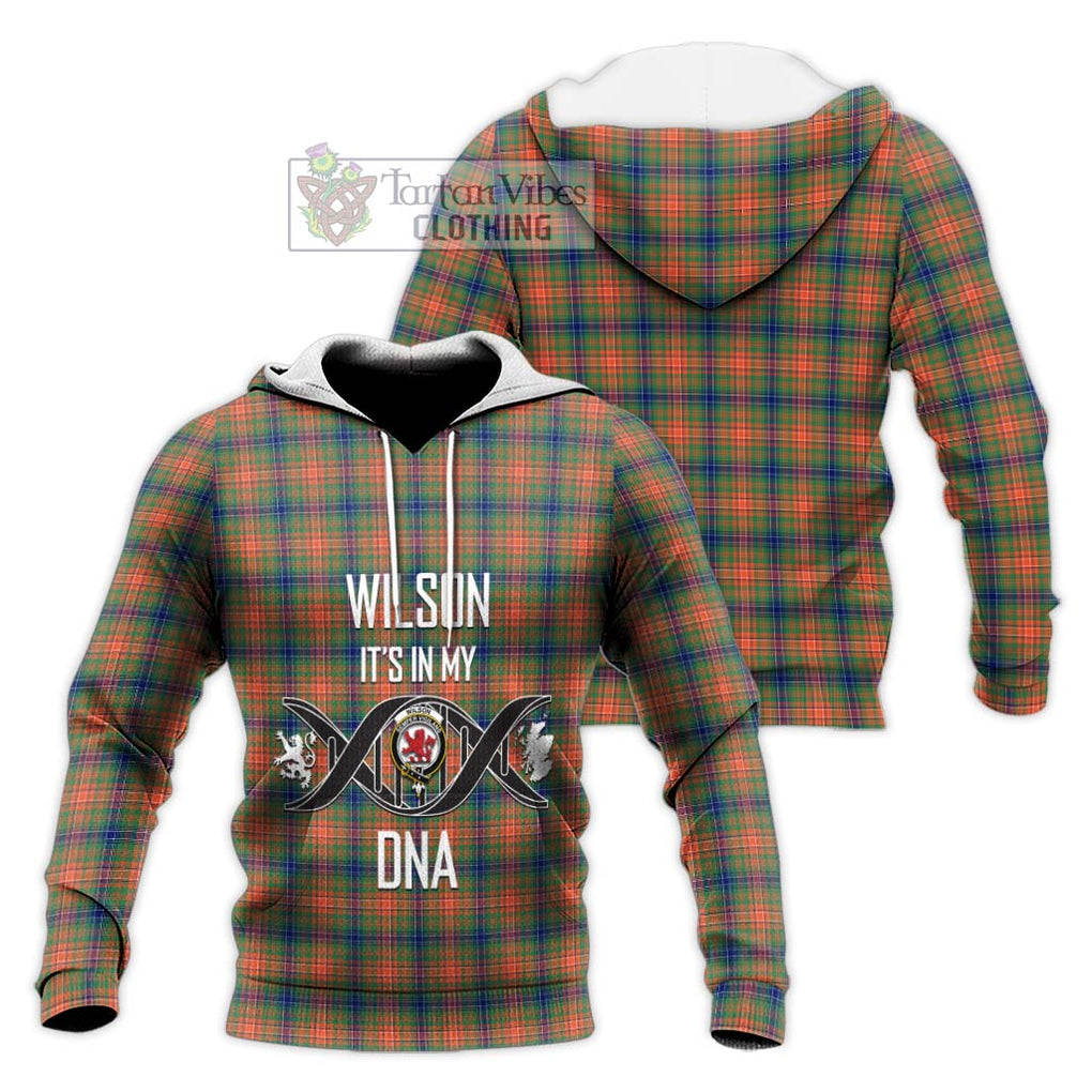 Wilson Ancient Tartan Knitted Hoodie with Family Crest DNA In Me Style Unisex Knitted Pullover Hoodie - Tartanvibesclothing Shop