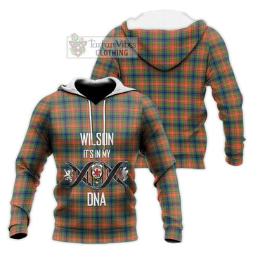 Wilson Ancient Tartan Knitted Hoodie with Family Crest DNA In Me Style