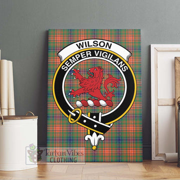 Wilson Ancient Tartan Canvas Print Wall Art with Family Crest