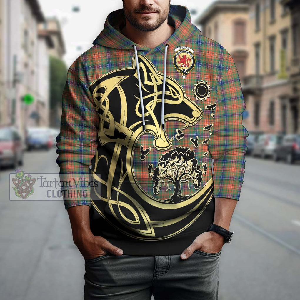 Wilson Ancient Tartan Hoodie with Family Crest Celtic Wolf Style Zip Hoodie - Tartan Vibes Clothing