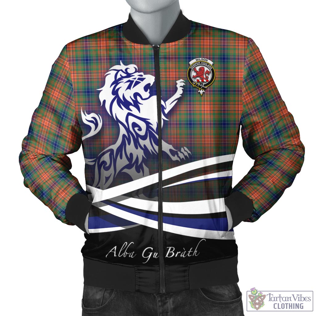 Tartan Vibes Clothing Wilson Ancient Tartan Bomber Jacket with Alba Gu Brath Regal Lion Emblem