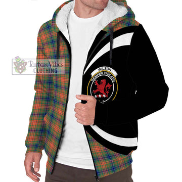 Wilson Ancient Tartan Sherpa Hoodie with Family Crest Circle Style