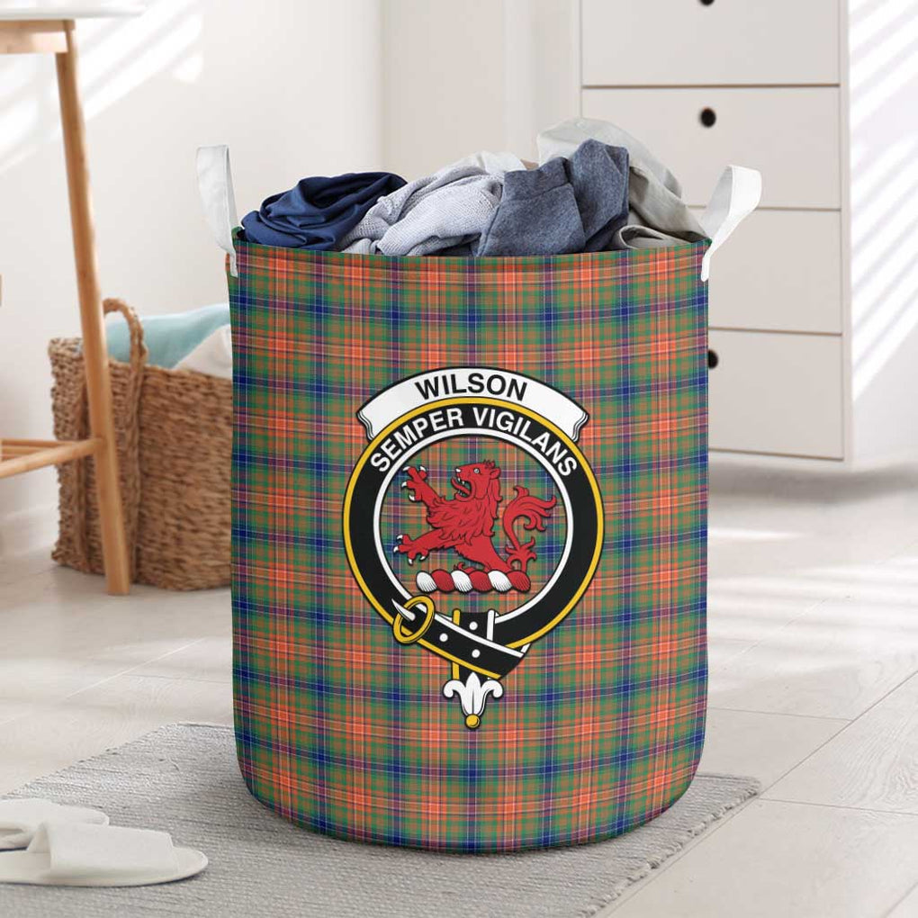 Wilson Ancient Tartan Laundry Basket with Family Crest One Size - Tartanvibesclothing Shop