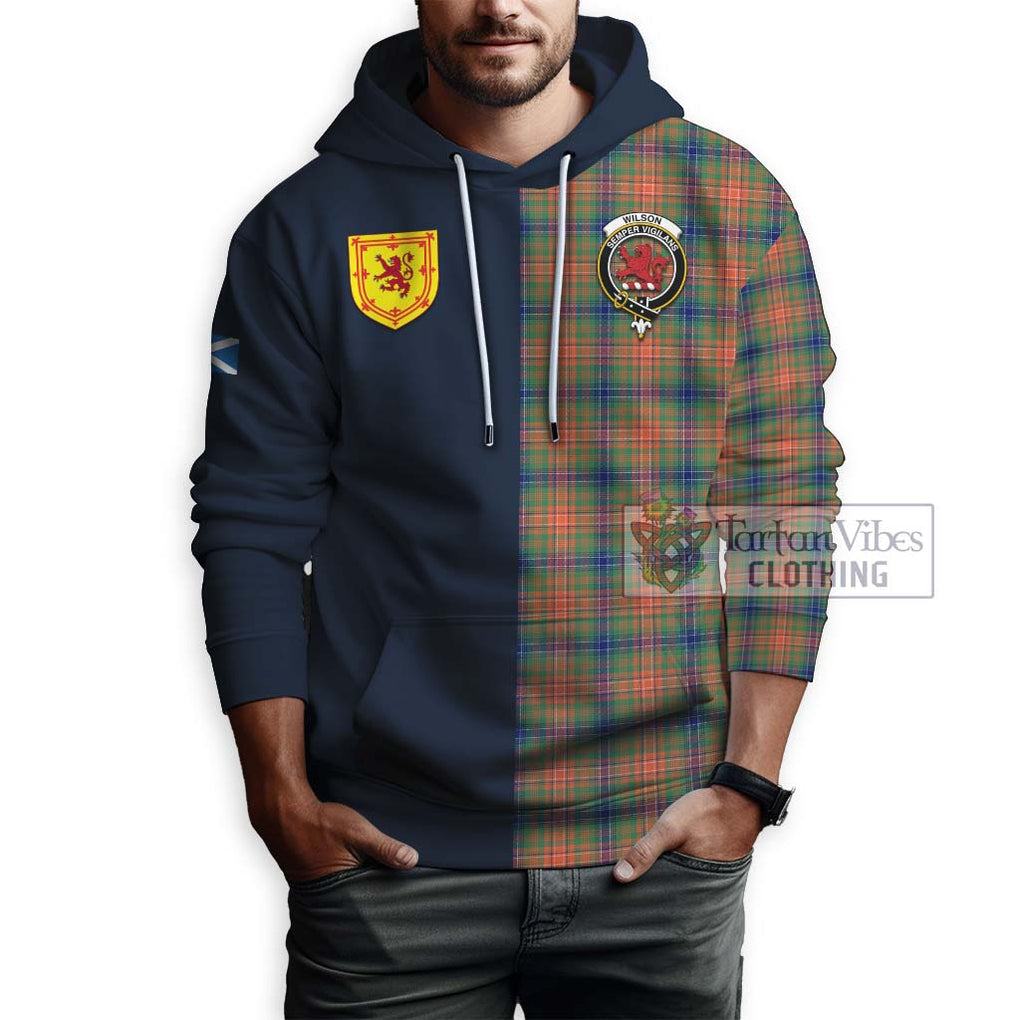 Tartan Vibes Clothing Wilson Ancient Tartan Hoodie with Scottish Lion Royal Arm Half Style