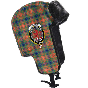 Wilson Ancient Tartan Winter Trapper Hat with Family Crest