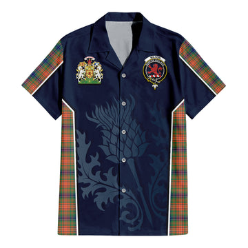 Wilson Ancient Tartan Short Sleeve Button Up Shirt with Family Crest and Scottish Thistle Vibes Sport Style