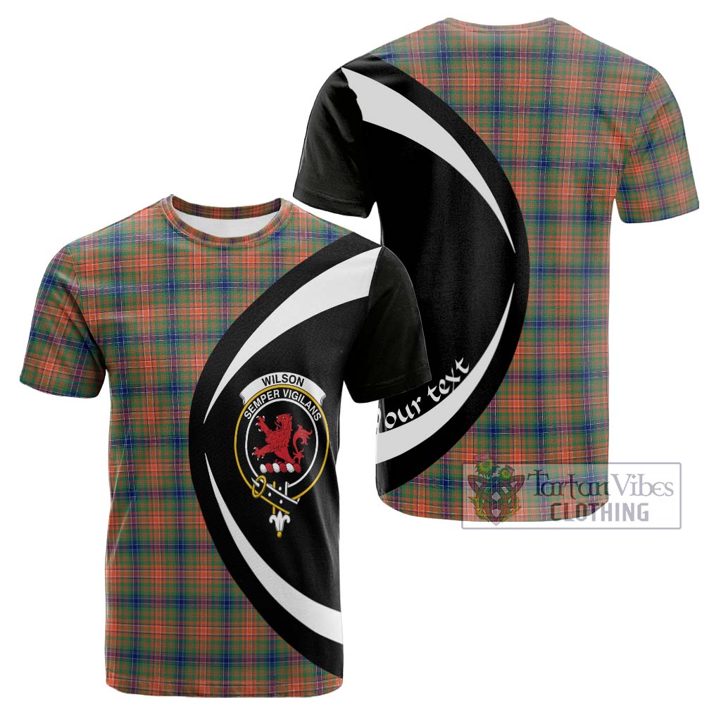 Tartan Vibes Clothing Wilson Ancient Tartan Cotton T-shirt with Family Crest Circle Style