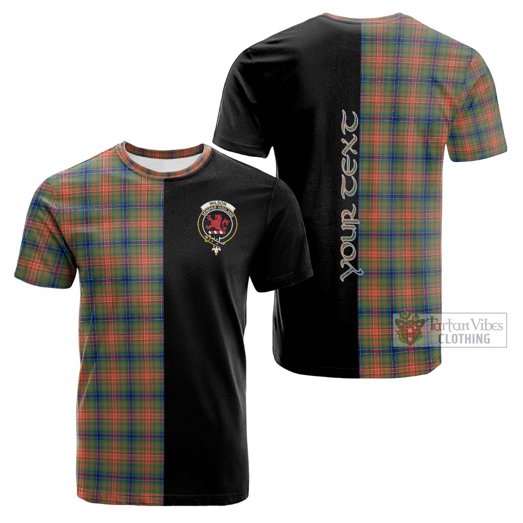 Tartan Vibes Clothing Wilson Ancient Tartan Cotton T-shirt with Family Crest and Half Of Me Style