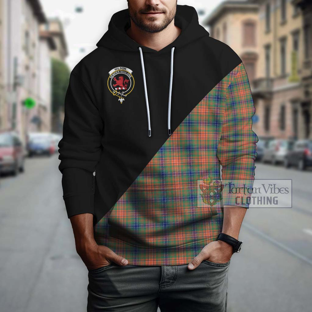 Wilson Ancient Tartan Hoodie with Family Crest and Military Logo Style - Tartanvibesclothing Shop