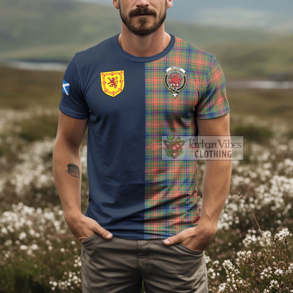 Tartan Vibes Clothing Wilson Ancient Tartan T-Shirt Alba with Scottish Lion Royal Arm Half Style