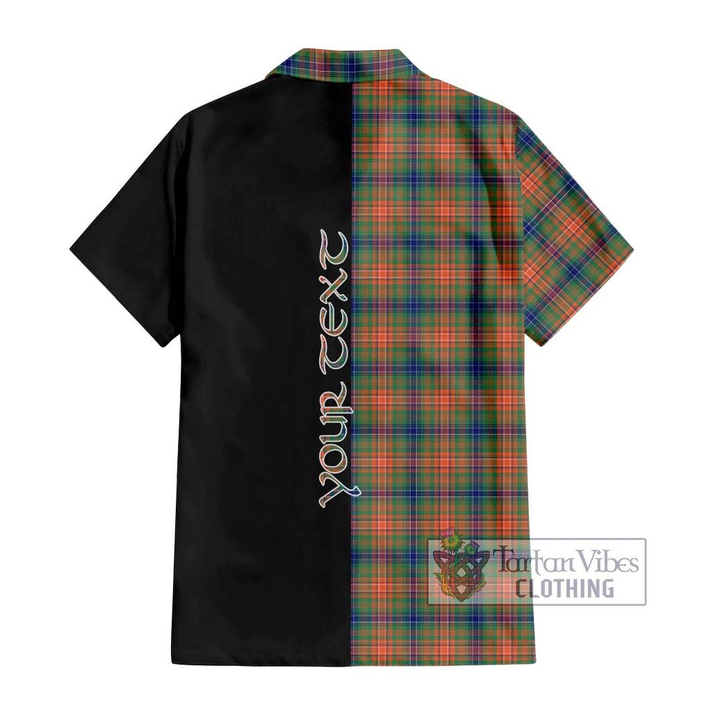 Wilson Ancient Tartan Short Sleeve Button Shirt with Family Crest and Half Of Me Style - Tartanvibesclothing Shop