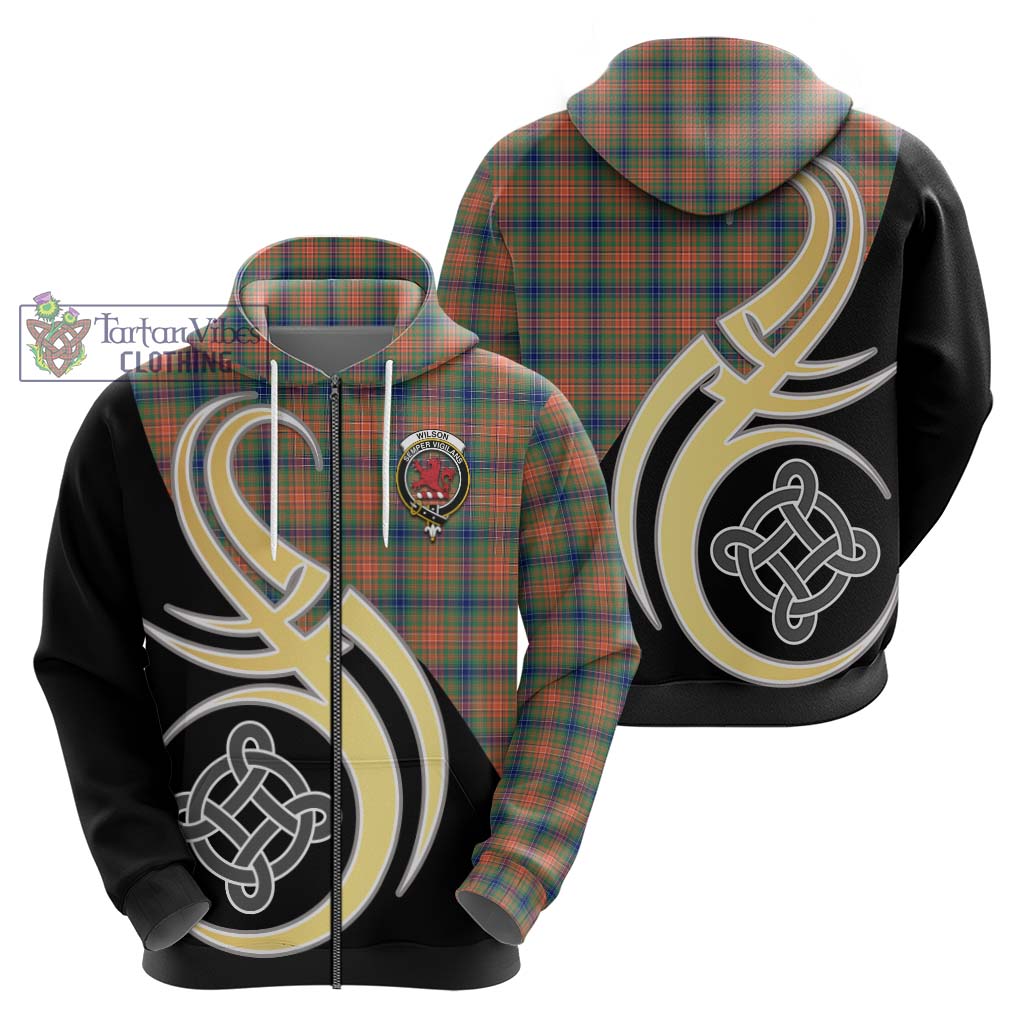 Wilson Ancient Tartan Hoodie with Family Crest and Celtic Symbol Style - Tartan Vibes Clothing