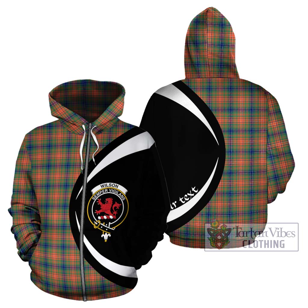 Wilson Ancient Tartan Hoodie with Family Crest Circle Style - Tartan Vibes Clothing