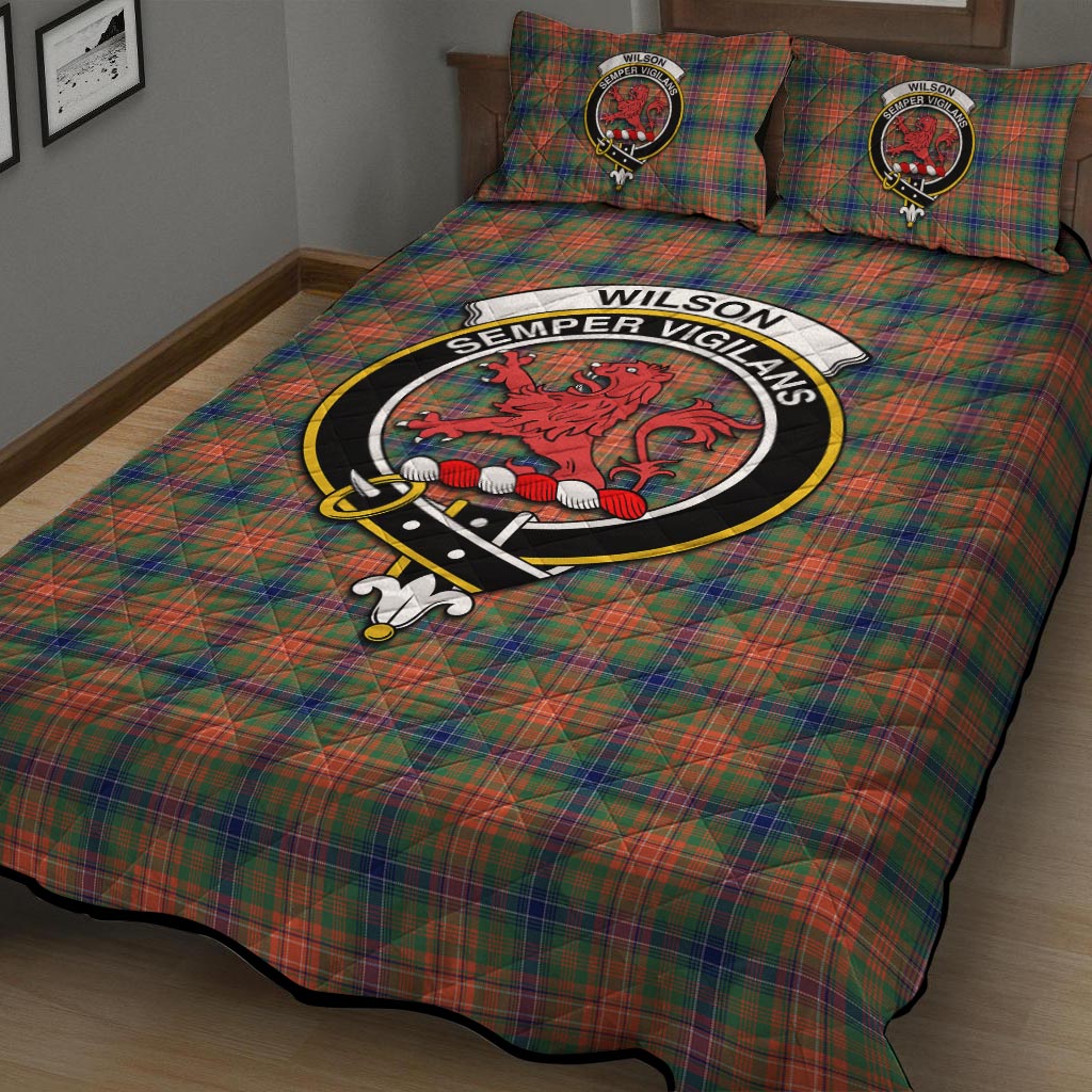 Wilson Ancient Tartan Quilt Bed Set with Family Crest - Tartan Vibes Clothing