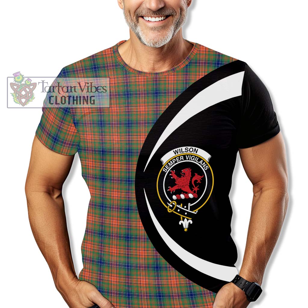 Tartan Vibes Clothing Wilson Ancient Tartan T-Shirt with Family Crest Circle Style