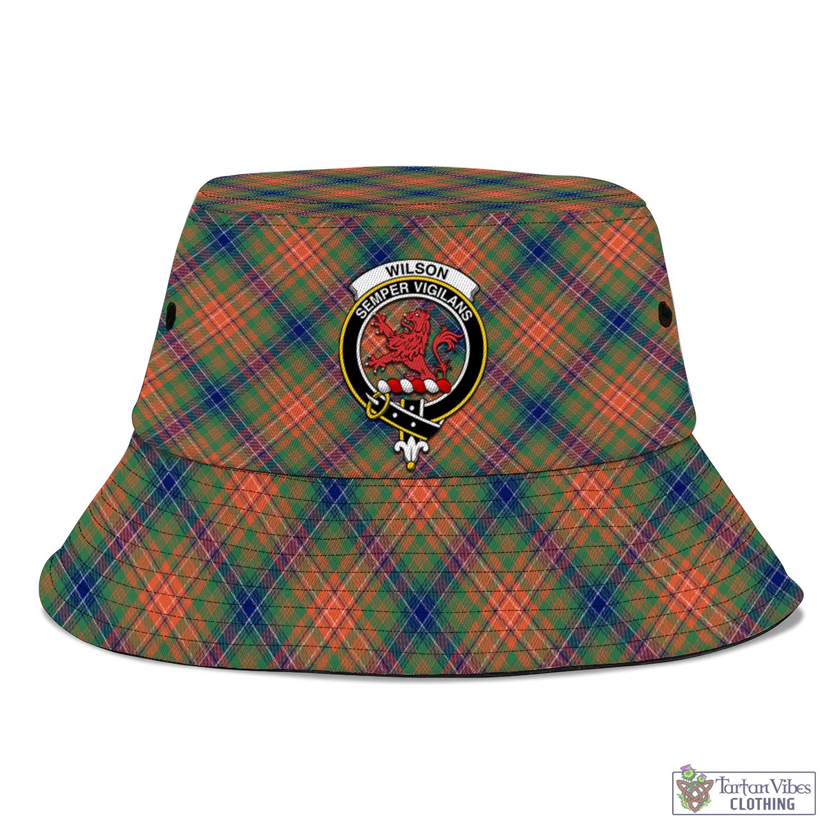 Tartan Vibes Clothing Wilson Ancient Tartan Bucket Hat with Family Crest