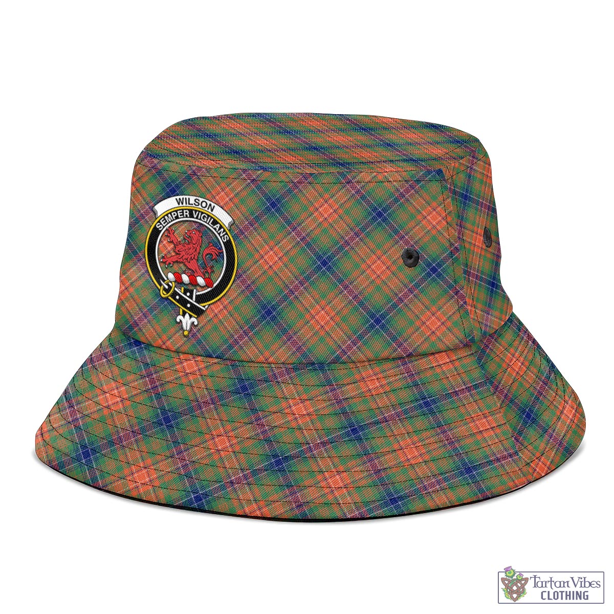 Tartan Vibes Clothing Wilson Ancient Tartan Bucket Hat with Family Crest