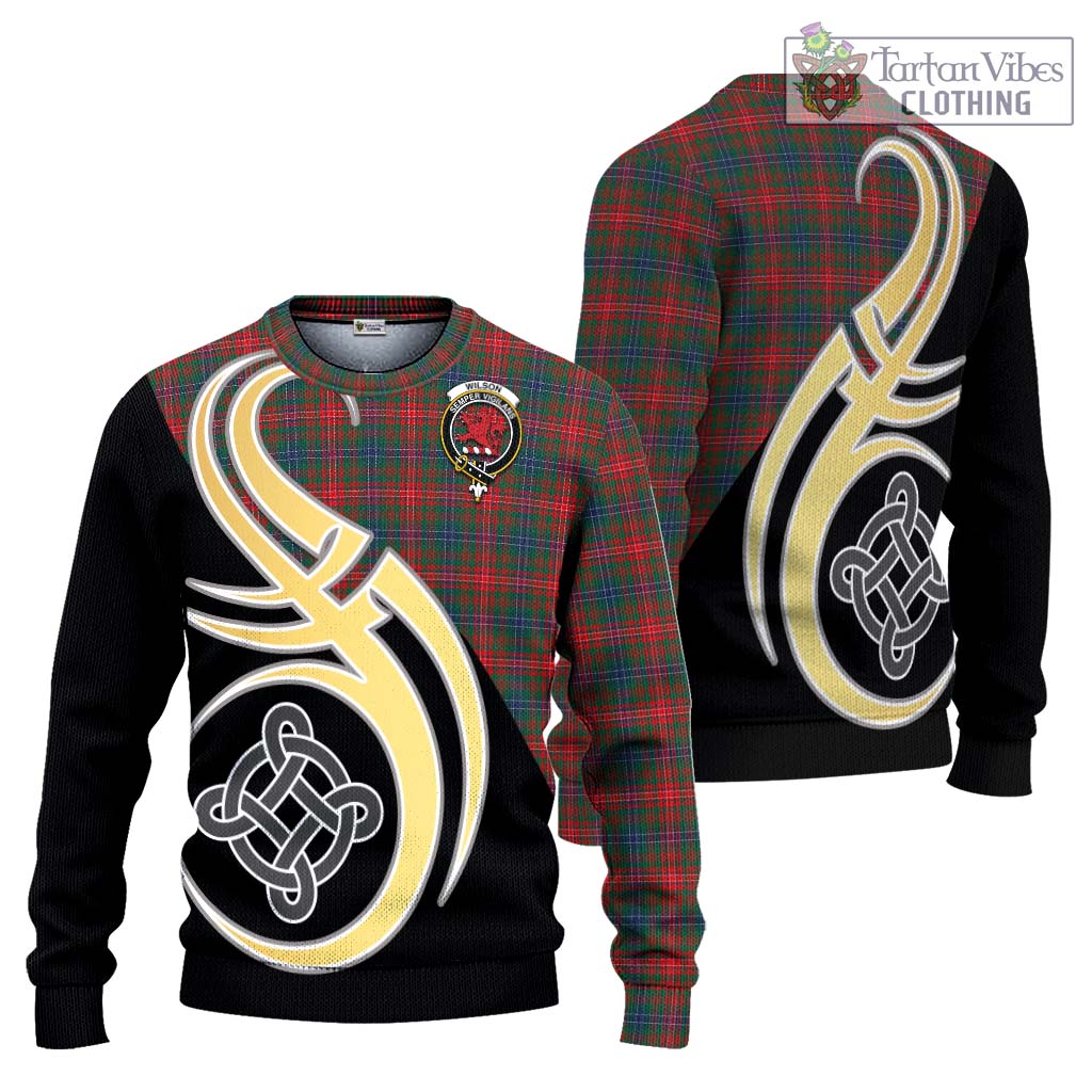 Wilson Modern Tartan Knitted Sweater with Family Crest and Celtic Symbol Style Unisex - Tartan Vibes Clothing