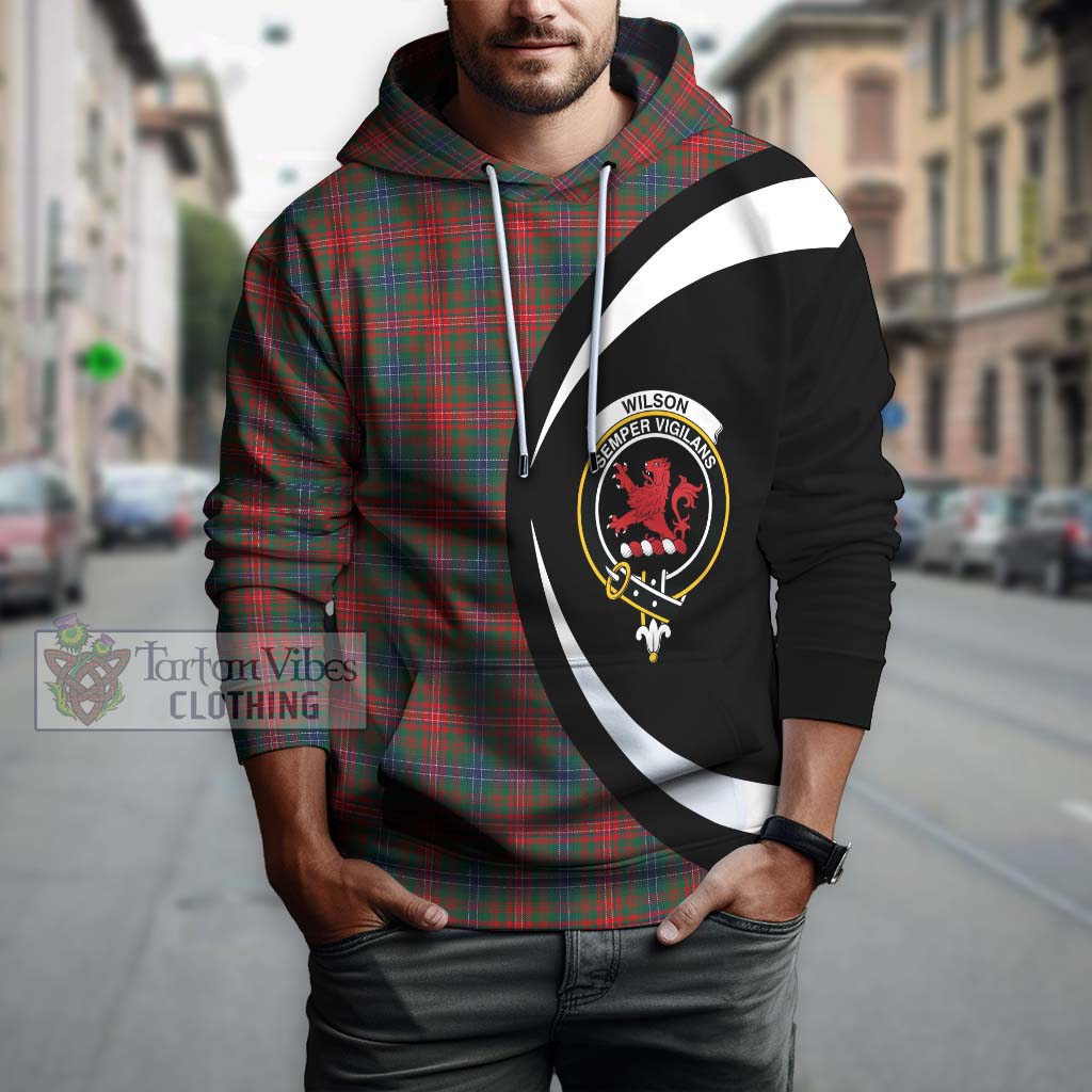 Wilson Modern Tartan Hoodie with Family Crest Circle Style Zip Hoodie - Tartan Vibes Clothing