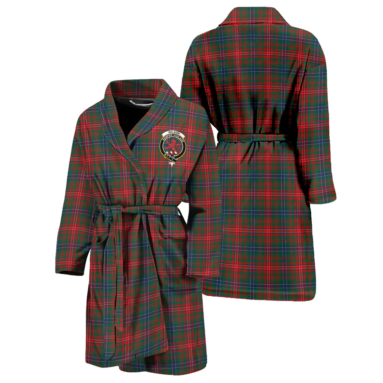 Wilson Modern Tartan Bathrobe with Family Crest Unisex S - Tartan Vibes Clothing