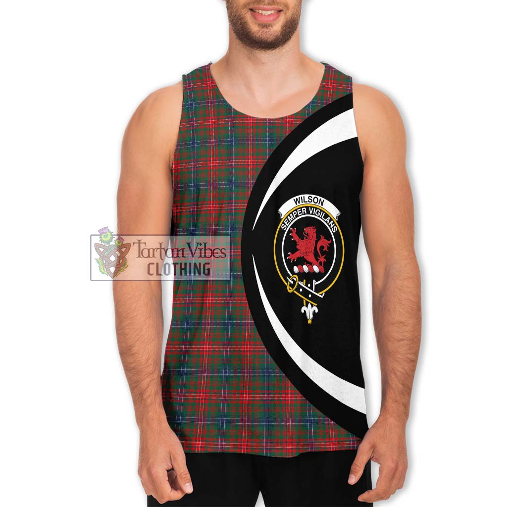 Tartan Vibes Clothing Wilson Modern Tartan Men's Tank Top with Family Crest Circle Style