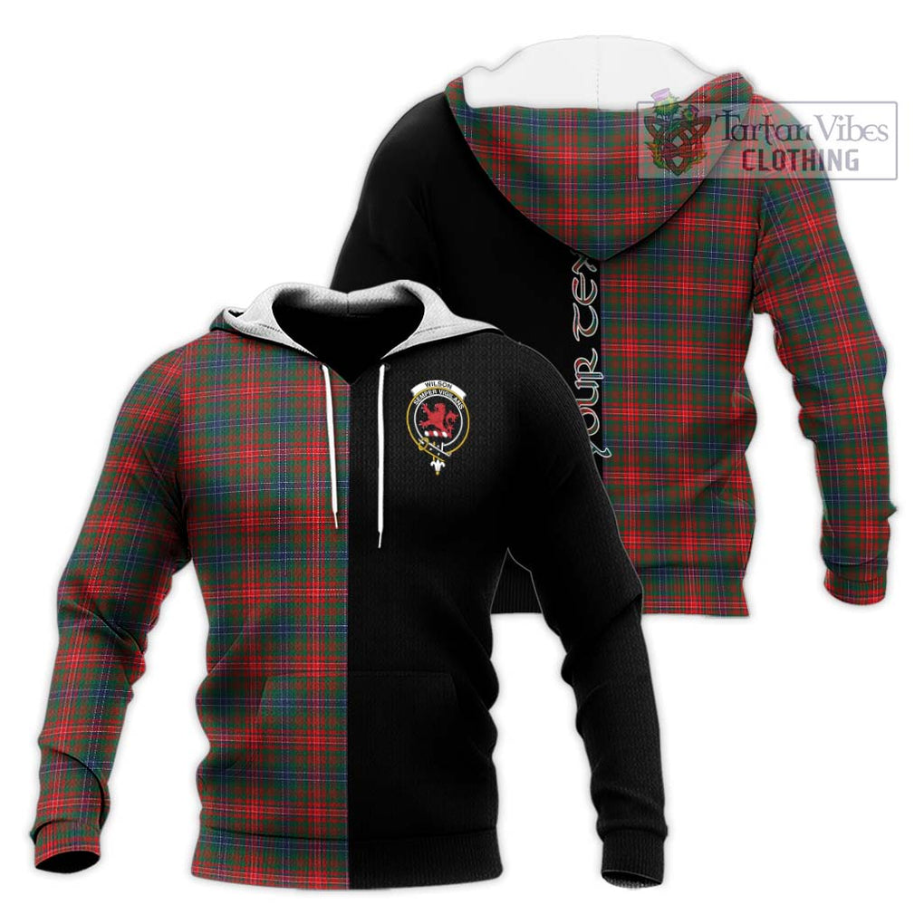 Wilson Modern Tartan Knitted Hoodie with Family Crest and Half Of Me Style Unisex Knitted Pullover Hoodie - Tartanvibesclothing Shop