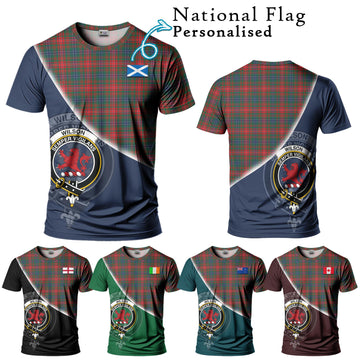 Wilson Modern Tartan T-Shirt with Personalised National Flag and Family Crest Half Style