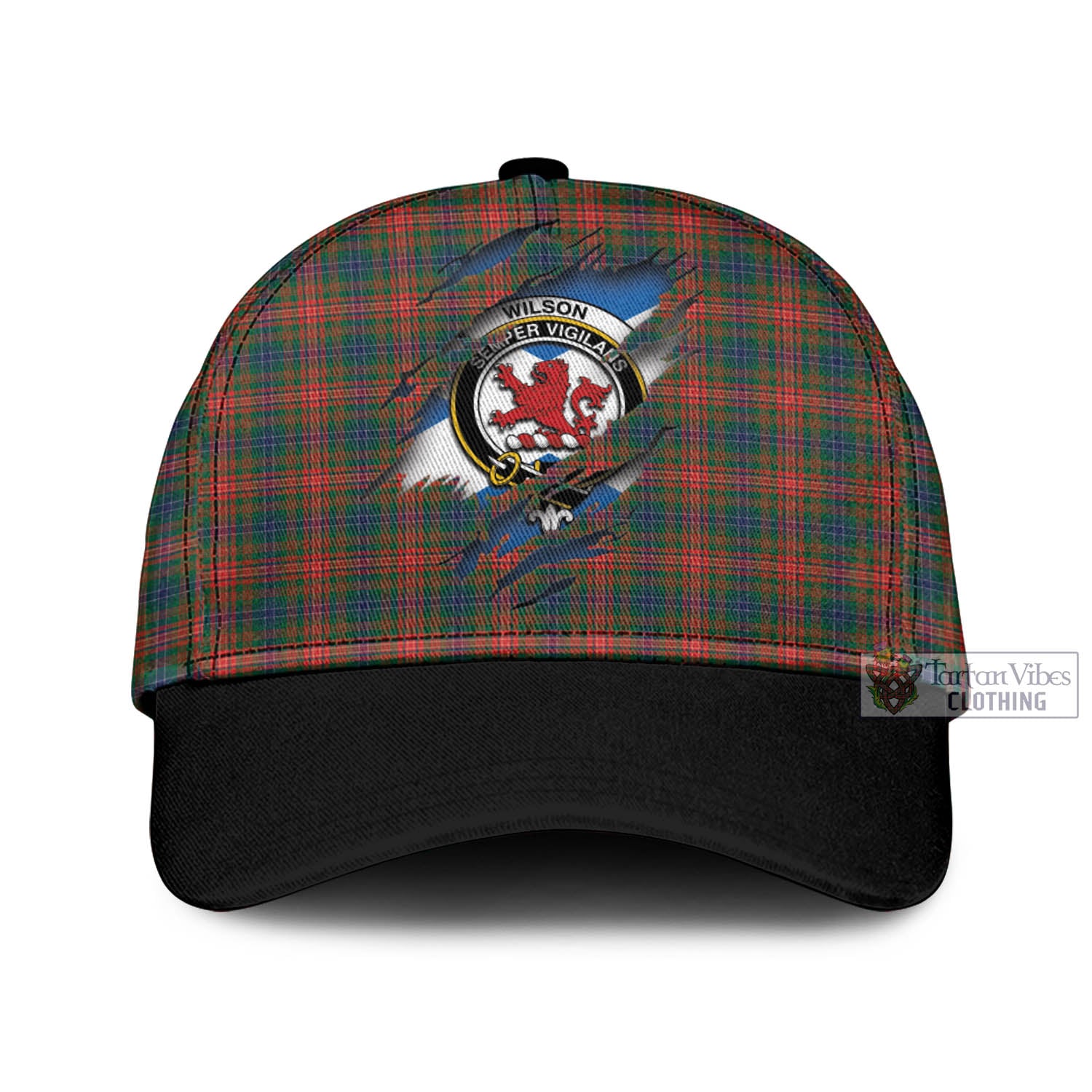 Tartan Vibes Clothing Wilson Modern Tartan Classic Cap with Family Crest In Me Style