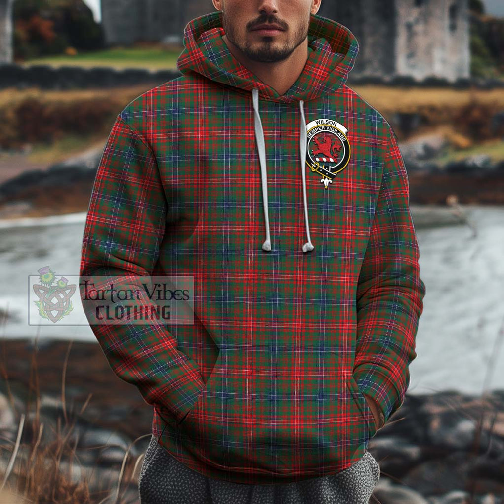 Wilson Modern Tartan Cotton Hoodie with Family Crest Pullover Hoodie XS - Tartan Vibes Clothing