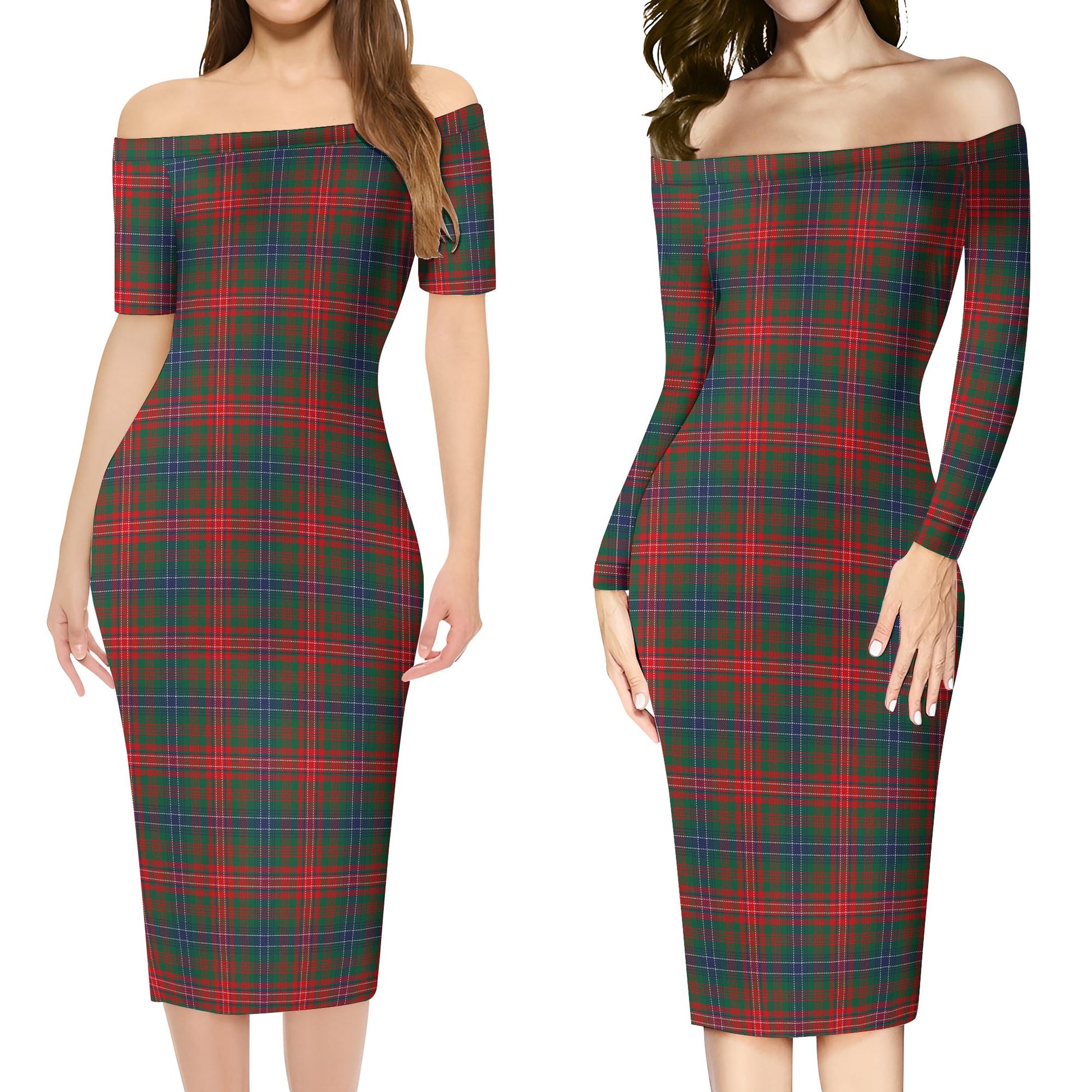 Wilson Modern Tartan Off Shoulder Lady Dress Women's Dress - Tartanvibesclothing