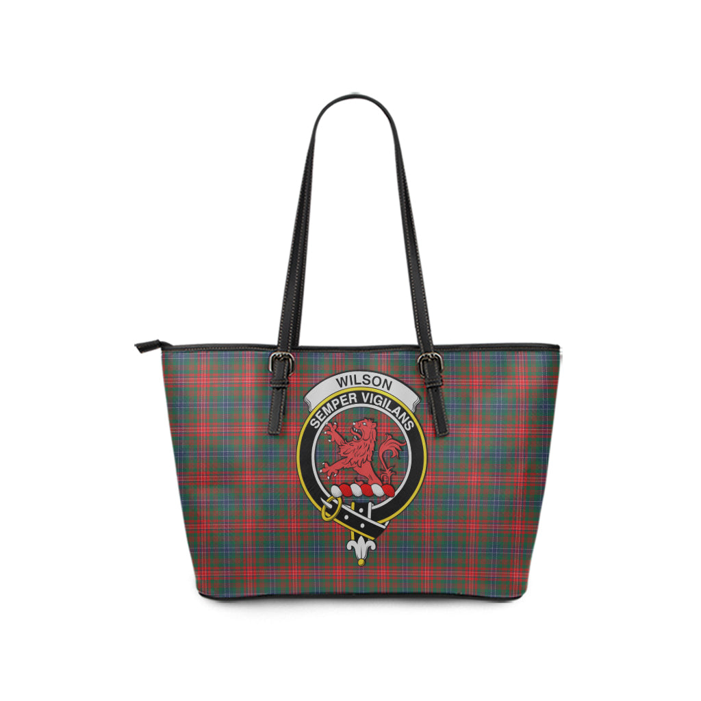 Wilson Modern Tartan Leather Tote Bag with Family Crest - Tartan Vibes Clothing