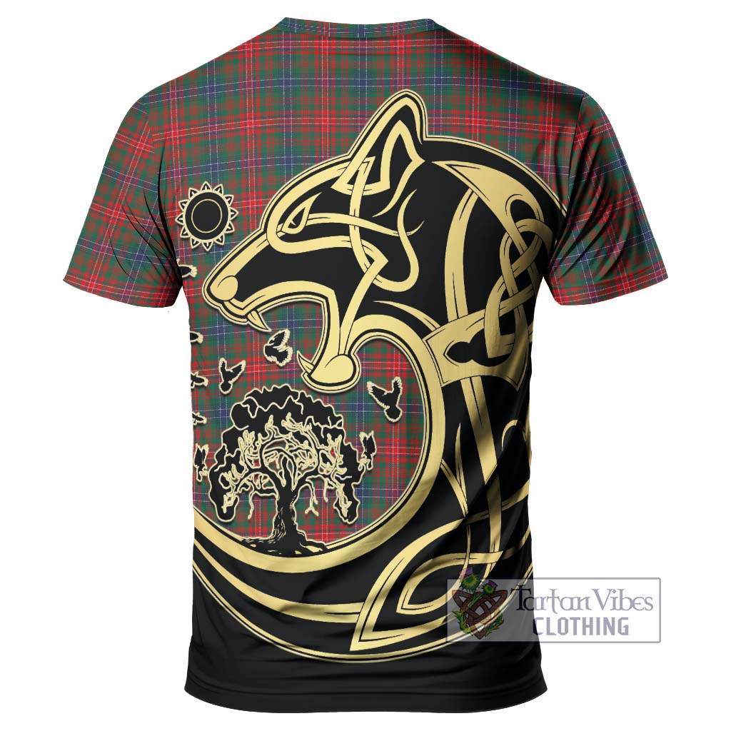 Tartan Vibes Clothing Wilson Modern Tartan T-Shirt with Family Crest Celtic Wolf Style